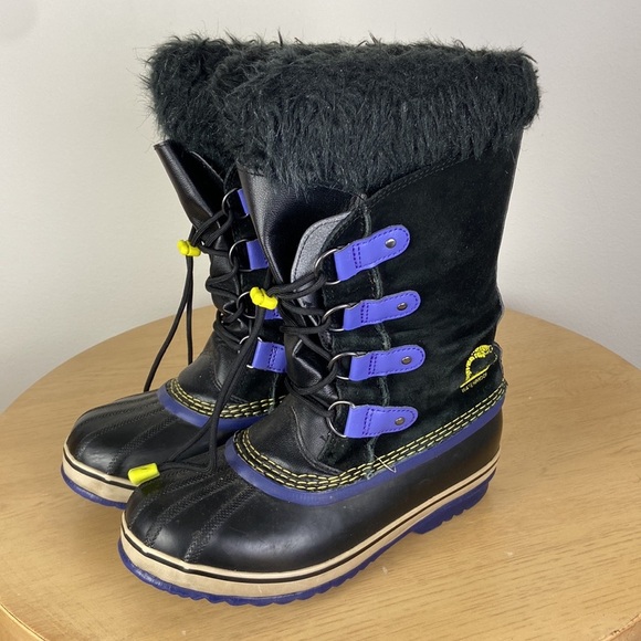 Sorel Womens 5 Tall Faux Fur Black and Purple Waterproof Snow Boot Winter Casual - Picture 5 of 9